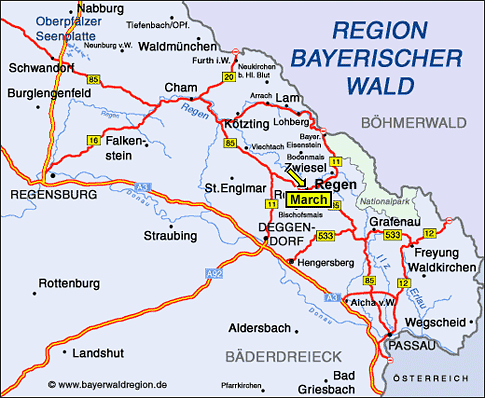 Urlaubsregion Regen im Bayerischen Wald - Anfahrtsskizze